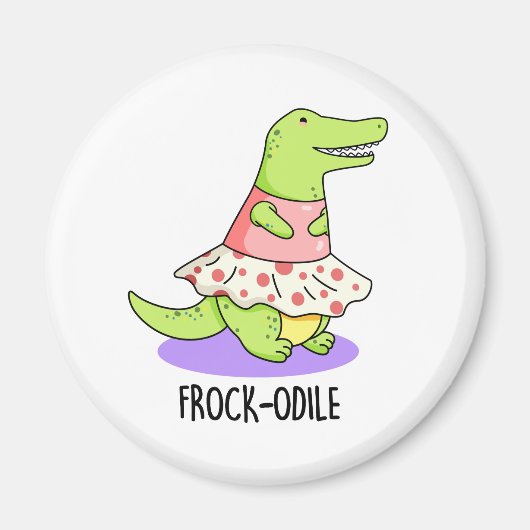 Frock-odile Funny Crocodile Pun Magneet (Voorkant)