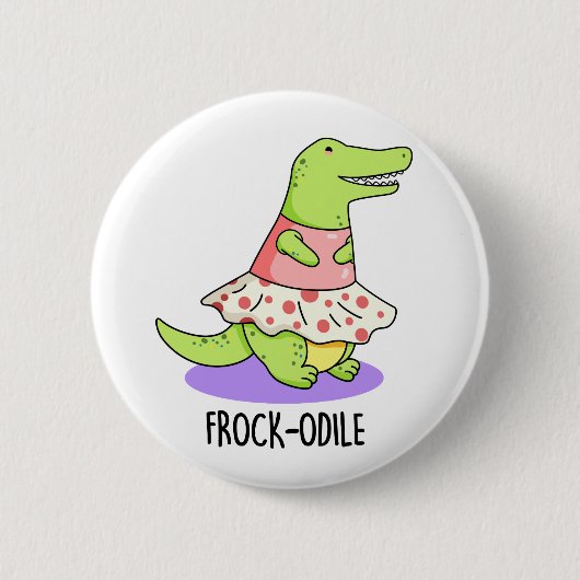 Frock-odile Funny Crocodile Pun Ronde Button 5,7 Cm (Voorkant)