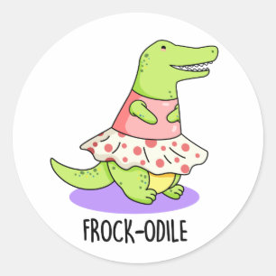 Frock-odile Funny Crocodile Pun Ronde Sticker