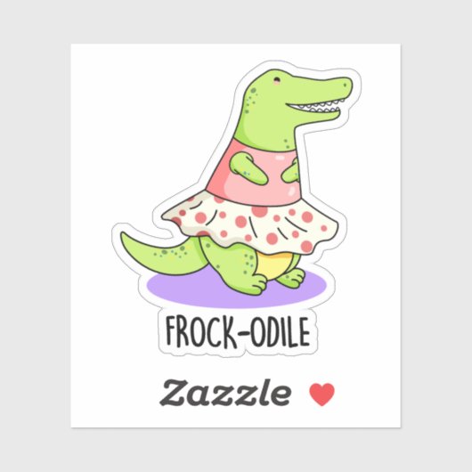 Frock-odile Funny Crocodile Pun Sticker (Vel)