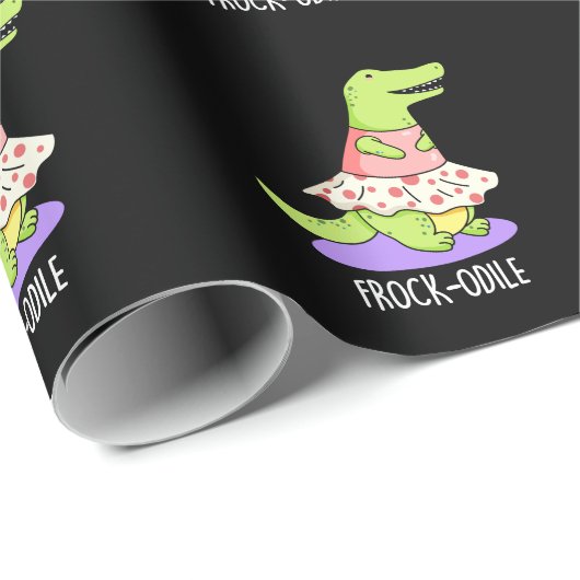 Frock-odile Grappige Krokodil Pun Dark BG Cadeaupapier (Rol Hoek)