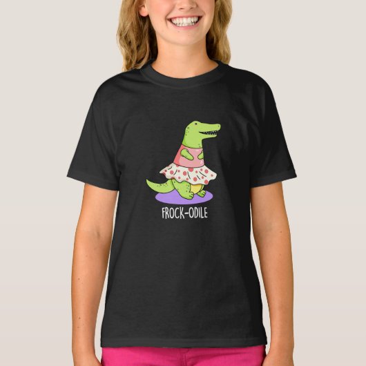 Frock-odile Grappige Krokodil Pun Dark BG T-shirt (Voorkant)