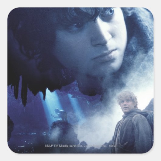 FRODO™, GOLLUM™ en Sam Vierkante Sticker (Voorkant)