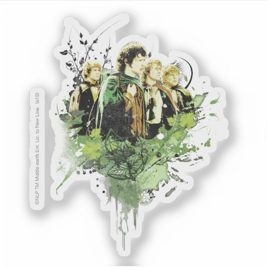 FRODO™ met Hobbits Collage Sticker (Voorkant)