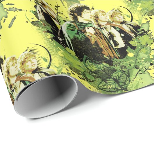 FRODO™ met Hobbits Vector Collage Cadeaupapier (Rol Hoek)