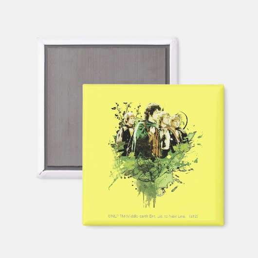 FRODO™ met Hobbits Vector Collage Magneet (Voorkant / Achterkant)