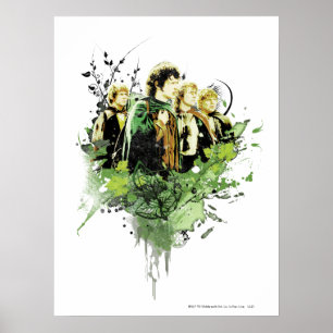 FRODO™ met Hobbits Vector Collage Poster
