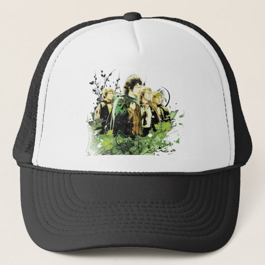 FRODO™ met Hobbits Vector Collage Trucker Pet (Voorkant)