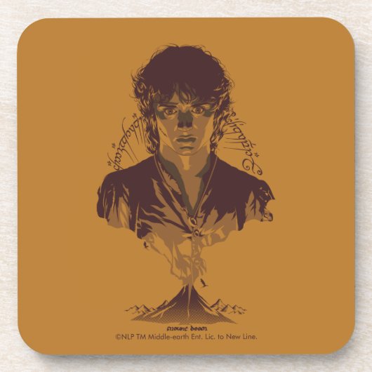 FRODO™ MOUNT DOOM™ Tengwar-inscriptie Grafisch Bier Onderzetter (Voorkant)