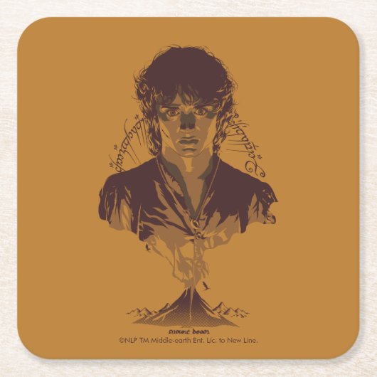 FRODO™ MOUNT DOOM™ Tengwar-inscriptie Grafisch Kartonnen Onderzetters (Voorkant)