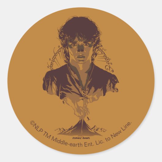 FRODO™ MOUNT DOOM™ Tengwar-inscriptie Grafisch Ronde Sticker (Voorkant)