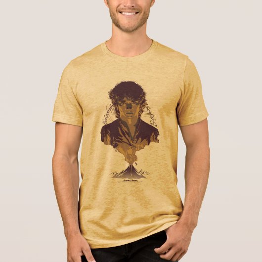 FRODO™ MOUNT DOOM™ Tengwar-inscriptie Grafisch Tri-Blend Shirt (Voorkant)