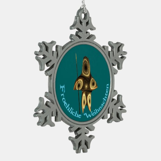 Froehliche Weihnacht - Fractal Inuit Hunter Tin Sneeuwvlok Ornament (Links)