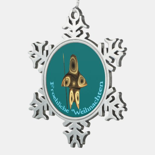 Froehliche Weihnacht - Fractal Inuit Hunter Tin Sneeuwvlok Ornament (Rechts)