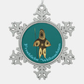 Froehliche Weihnacht - Fractal Inuit Hunter Tin Sneeuwvlok Ornament (Voorkant)