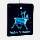 Froehliche Weihnachten - Blue Cariou (rendiervis) Keramisch Ornament (Rechts)