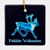 Froehliche Weihnachten - Blue Cariou (rendiervis) Keramisch Ornament (Voorkant)