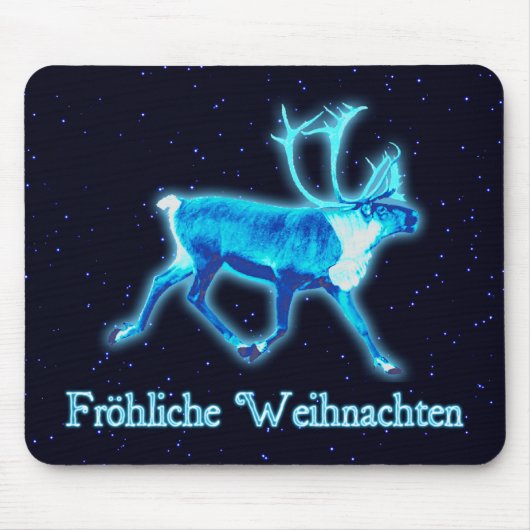 Froehliche Weihnachten - Blue Cariou (rendiervis) Muismat (Voorkant)