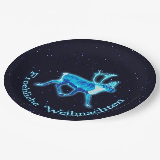 Froehliche Weihnachten - Blue Cariou (rendiervis) Papieren Bordje (Gekanteld)