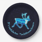 Froehliche Weihnachten - Blue Cariou (rendiervis) Papieren Bordje (Voorkant)