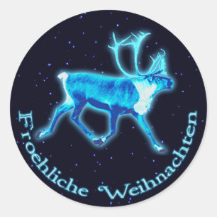 Froehliche Weihnachten - Blue Cariou (rendiervis) Ronde Sticker