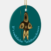 Froehliche Weihnachten - Fractal Inuit Hunter Keramisch Ornament (Rechts)