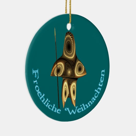 Froehliche Weihnachten - Fractal Inuit Hunter Keramisch Ornament (Rechts)