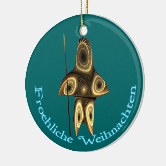 Froehliche Weihnachten - Fractal Inuit Hunter Keramisch Ornament (Links)