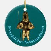 Froehliche Weihnachten - Fractal Inuit Hunter Keramisch Ornament (Achterkant)