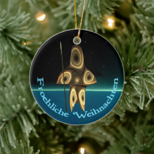 Froehliche Weihnachten - Fractal Inuit Hunter Keramisch Ornament