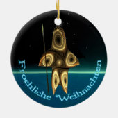 Froehliche Weihnachten - Fractal Inuit Hunter Keramisch Ornament (Achterkant)