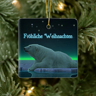 Froehliche Weihnachten - Ice Edge Polar Beer Keramisch Ornament