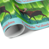 Froehliche Weihnachten - Northern Lights Moose Cadeaupapier (Rol Hoek)