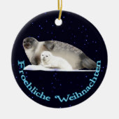 Froehliche Weihnachten - Ringed zegel Keramisch Ornament (Voorkant)