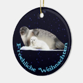 Froehliche Weihnachten - Ringed zegel Keramisch Ornament (Links)