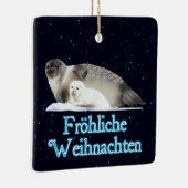 Froehliche Weihnachten - Ringed zegel Keramisch Ornament (Rechts)