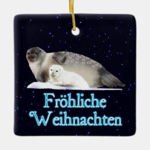 Froehliche Weihnachten - Ringed zegel Keramisch Ornament