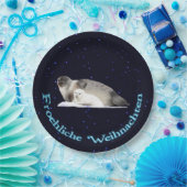 Froehliche Weihnachten - Ringed zegel Papieren Bordje (Feest)