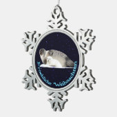 Froehliche Weihnachten - Ringed zegel Tin Sneeuwvlok Ornament (Rechts)