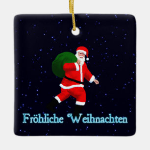 Froehliche Weihnachten - Santa Claus Keramisch Ornament