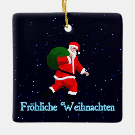 Froehliche Weihnachten - Santa Claus Keramisch Ornament (Voorkant)