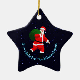 Froehliche Weihnachten - Santa Claus Keramisch Ornament