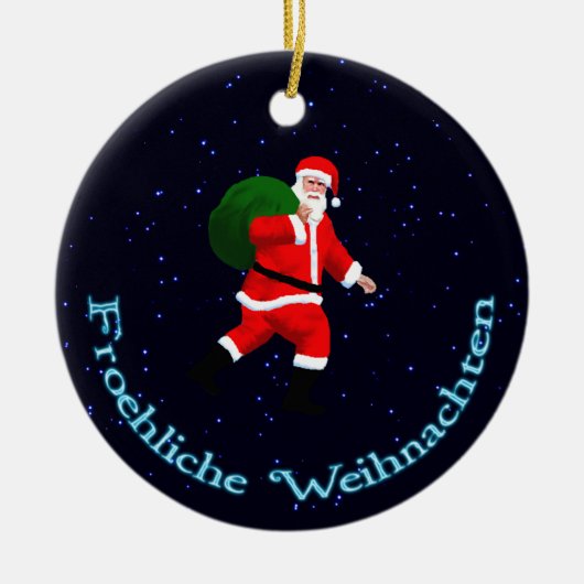 Froehliche Weihnachten - Santa Claus Keramisch Ornament (Voorkant)