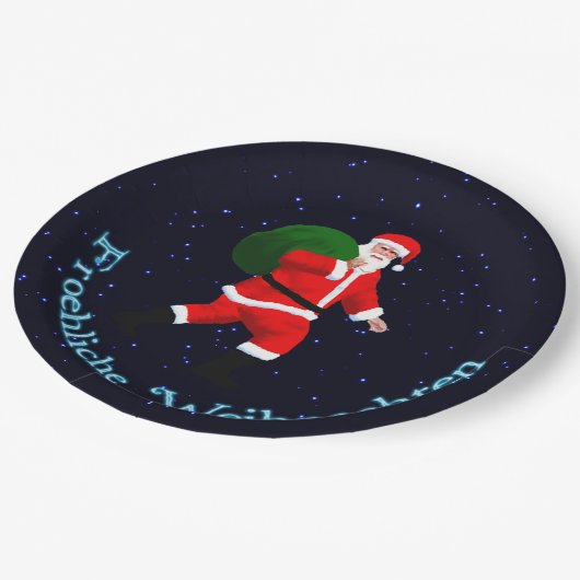 Froehliche Weihnachten - Santa Claus Papieren Bordje (Gekanteld)
