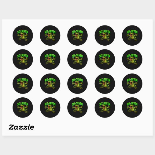 Frog 67 Meme Six Seven Funny Gen Alpha Ronde Sticker (Vel)