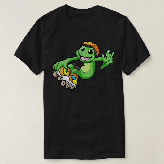 Frog als Inline Skater met Inline Schaatsen en Hel T-shirt (Design voorkant)