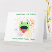 Frog and Fireworks Verjaardag Gevouwen Wenskaart Kaart (Gele Bloem)