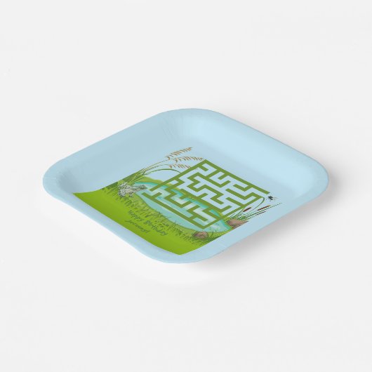 Frog and Fly Maze Verjaardagspapier Borden Papieren Bordje (Gebogen)