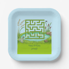 Frog and Fly Maze Verjaardagspapier Borden Papieren Bordje