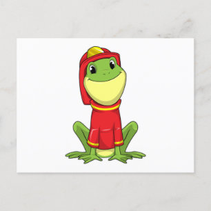 Frog as Firefighter with Helmet Briefkaart